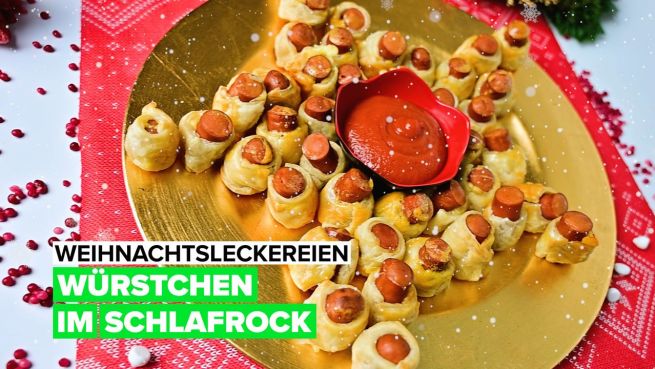 go to Weihnachtsleckereien: Würstchen im Schlafrock